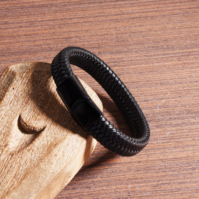 Classic Men's Leather Bracelet - Durable & Stylish Band for Everyday Wear