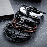 Men's Leather & Zinc Alloy Charm Bracelet - Perfect Gift for Him (Husband/Dad/Son)