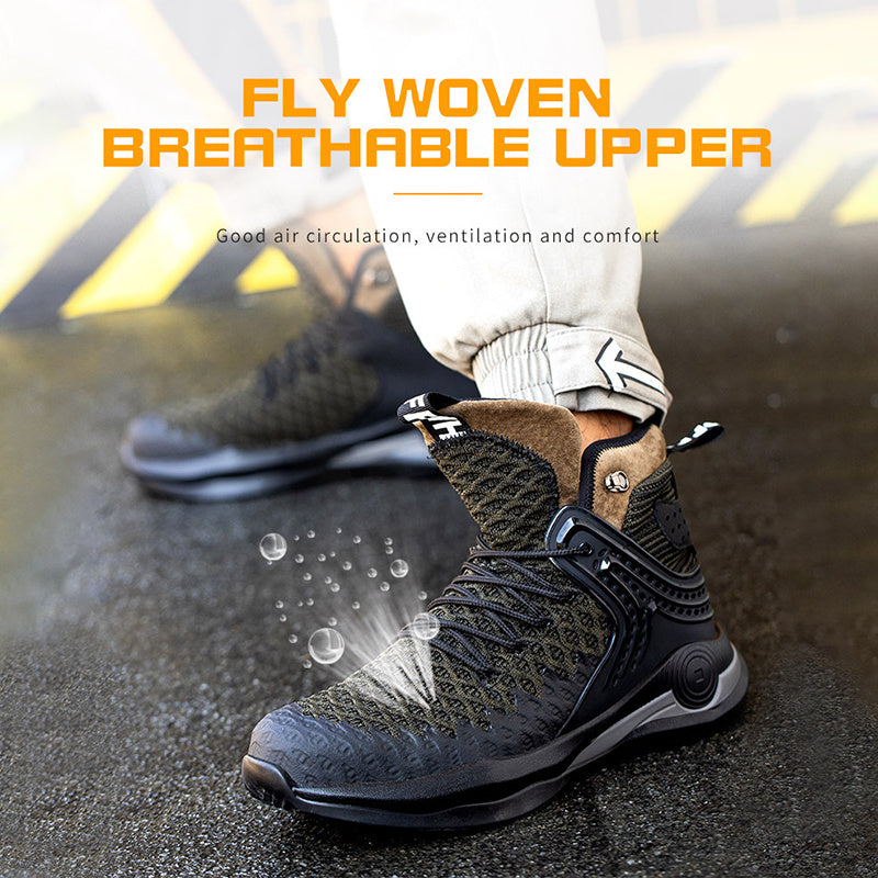 High-Top Safety Shoes for Men Steel Toe Work Boots Breathable Anti-Slip Puncture-Proof Construction Footwear Hiking & Industrial Boots