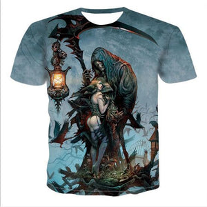 Men’s Skull 3D T-Shirt – Cotton Graphic Tee, Casual Streetwear Short Sleeve for Summer Style