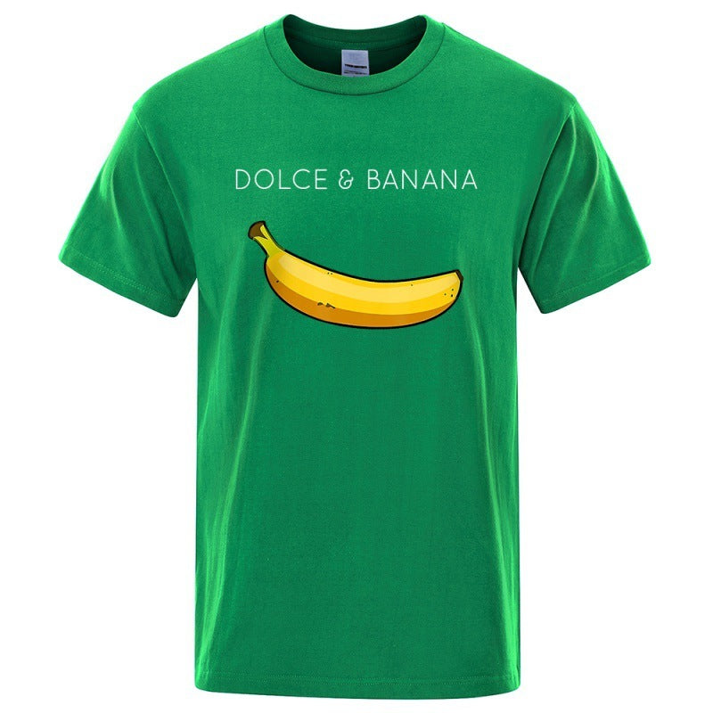 Dolce Banana Fashion Print Men’s T-Shirt – Trendy Short Sleeve Polyester Tee for Casual Streetwear
