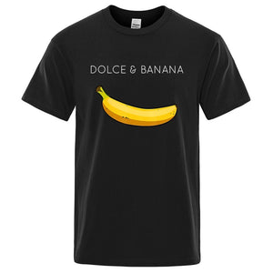 Dolce Banana Fashion Print Men’s T-Shirt – Trendy Short Sleeve Polyester Tee for Casual Streetwear