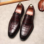 Men’s Genuine Leather Dress Shoes Crocodile Pattern Business Formal Footwear Stylish Suit Shoes for Office, Weddings & Fashion Events