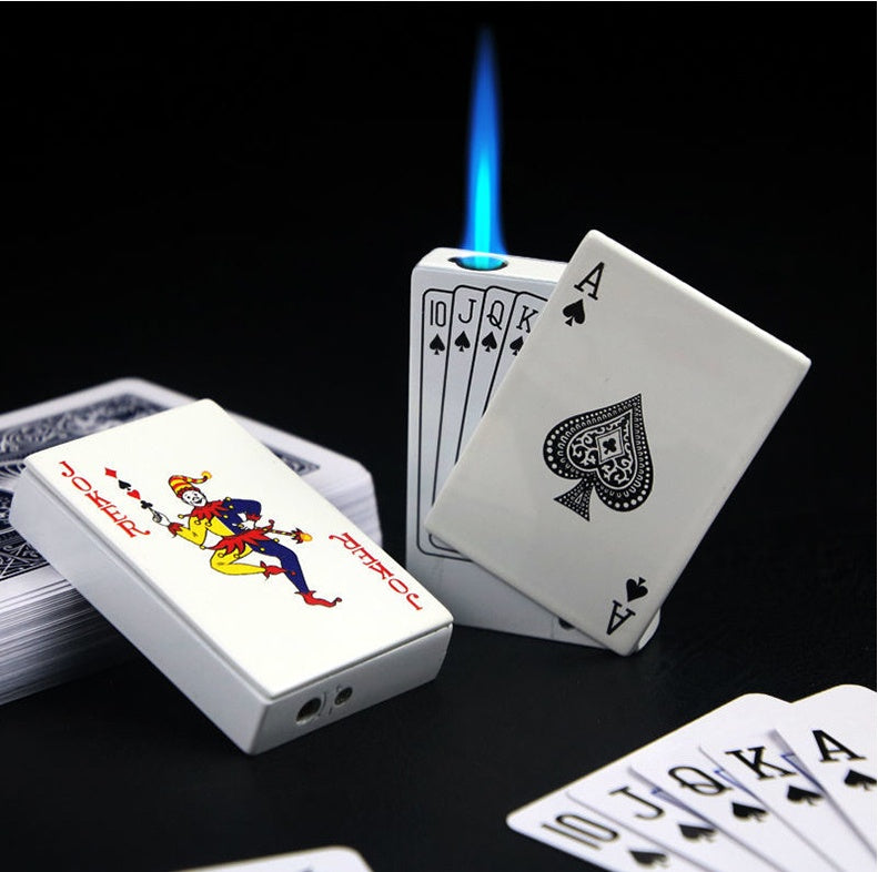 Poker Card Metal Windproof Lighter | Creative Zinc Alloy Keychain | Refillable Straight Flame Cigarette Lighter Gift