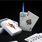 Poker Card Metal Windproof Lighter | Creative Zinc Alloy Keychain | Refillable Straight Flame Cigarette Lighter Gift