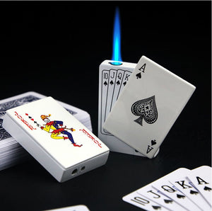 Poker Card Metal Windproof Lighter | Creative Zinc Alloy Keychain | Refillable Straight Flame Cigarette Lighter Gift