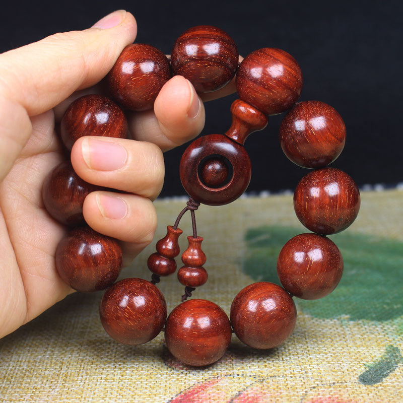 Handmade Red Sandalwood Buddhist Beads Bracelet - 20mm Mala for Meditation & Style