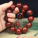 Handmade Red Sandalwood Buddhist Beads Bracelet - 20mm Mala for Meditation & Style