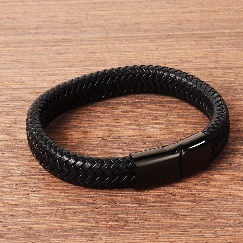 Classic Men's Leather Bracelet - Durable & Stylish Band for Everyday Wear