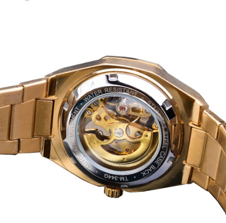Men's Automatic Skeleton Mechanical Watch - Stainless Steel Case, Self-Winding