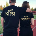 The King & His Queen Couple T-Shirts – Matching His & Hers Streetwear Tops, Casual Printed Tees