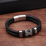 Retro Stainless Steel & Genuine Leather Bracelet for Men & Women H Charm Unisex Wristband