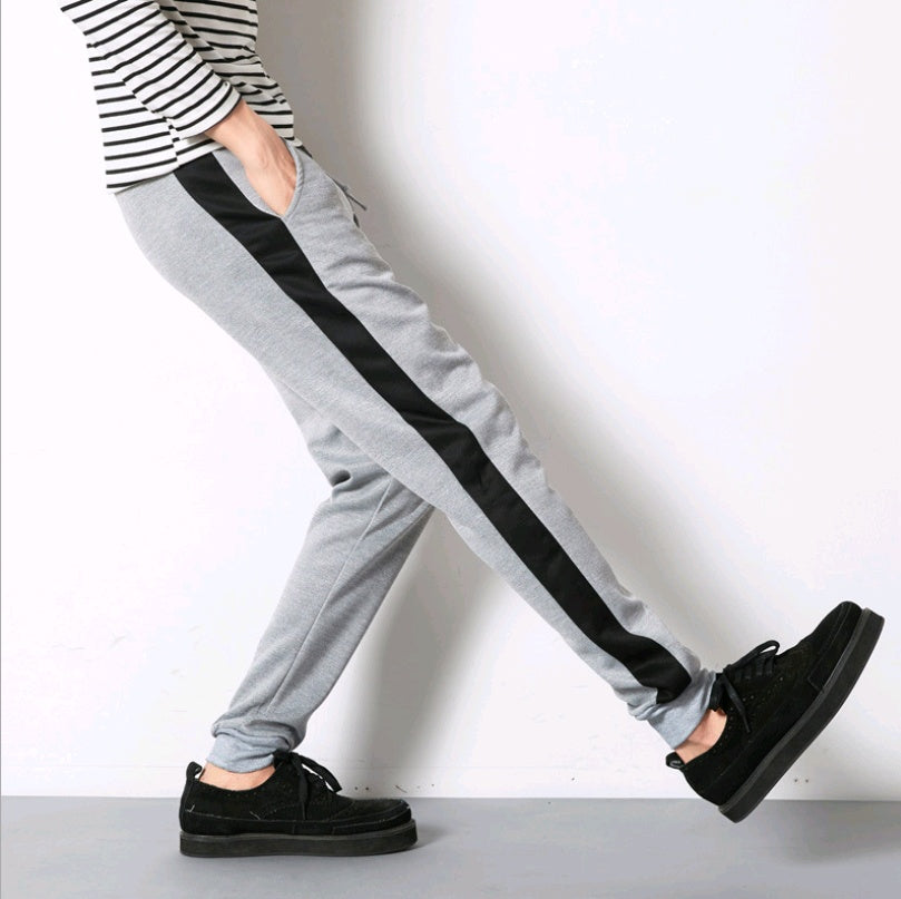 Men’s Casual Striped Harem Pants Slim Fit Pencil Pants Comfortable Cotton-Blend Trousers for Daily Wear