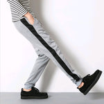 Men’s Casual Striped Harem Pants Slim Fit Pencil Pants Comfortable Cotton-Blend Trousers for Daily Wear