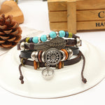 Handmade Leather Bracelet for Men Adjustable Brown Ethnic Style Wristband Boho Fashion Jewelry