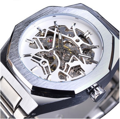 Men's Automatic Skeleton Mechanical Watch - Stainless Steel Case, Self-Winding