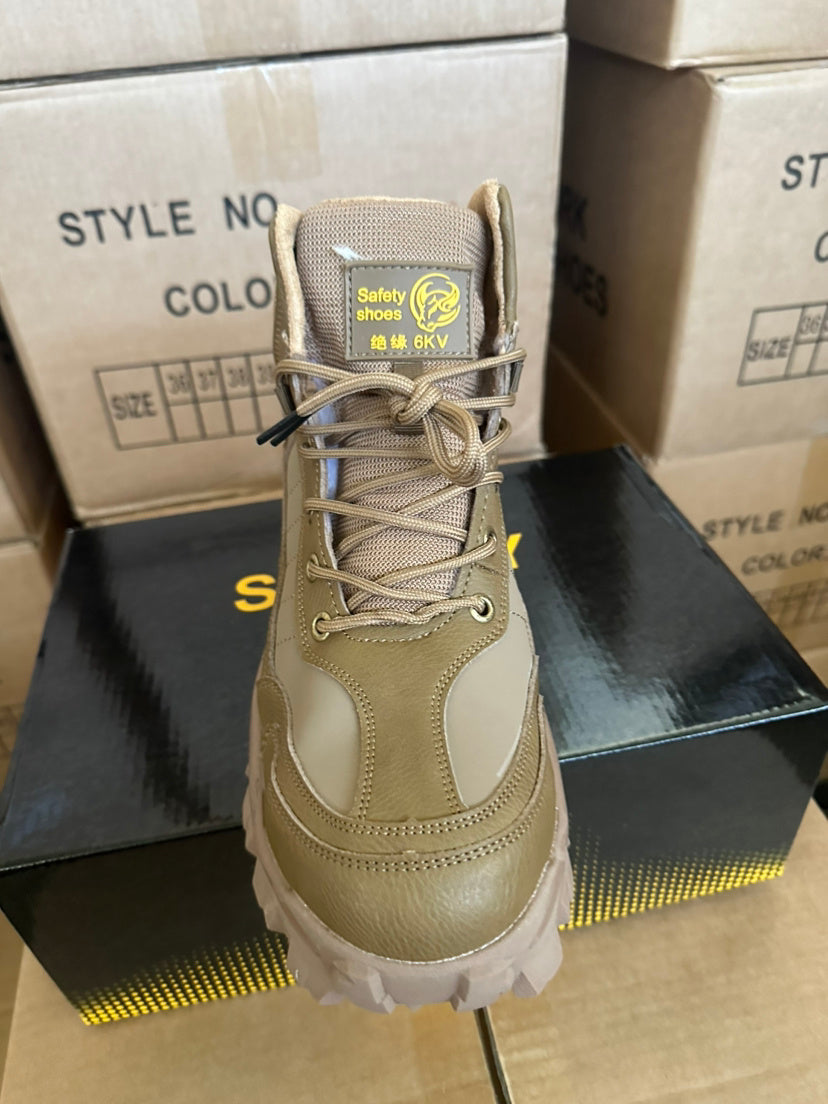 Men’s Winter Wool Safety Shoes Anti-Smashing, Plastic Toe Cap, Non-Slip, Warm Work Protective Footwear