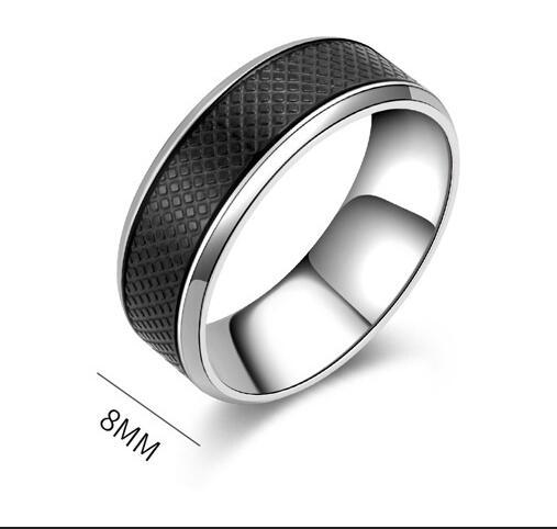 Men's Black Titanium Steel Ring - Geometric, Electroplated European Fashion