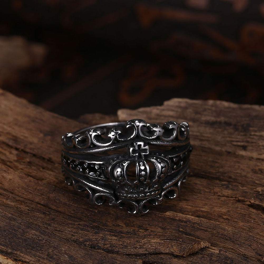 Men’s Punk Crown Ring Titanium Steel European & American Unisex Fashion Ring Gothic Jewelry