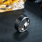 Men's Black Titanium Steel Ring - Geometric, Electroplated European Fashion