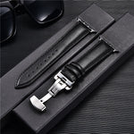 Premium Genuine Leather Apple Watch Strap 38-44mm - Butterfly Buckle & Cowhide