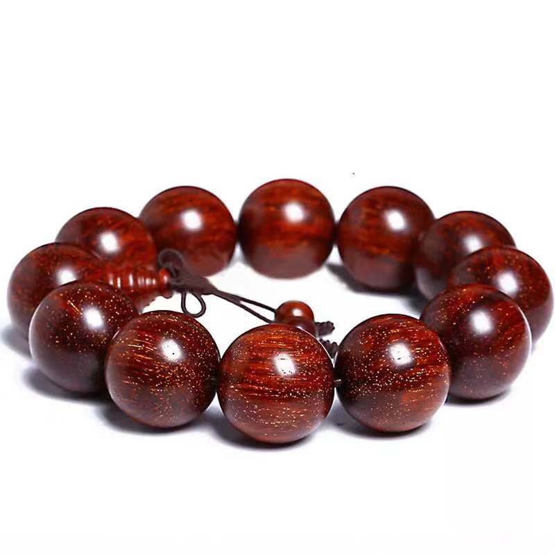 Handmade Red Sandalwood Buddhist Beads Bracelet - 20mm Mala for Meditation & Style
