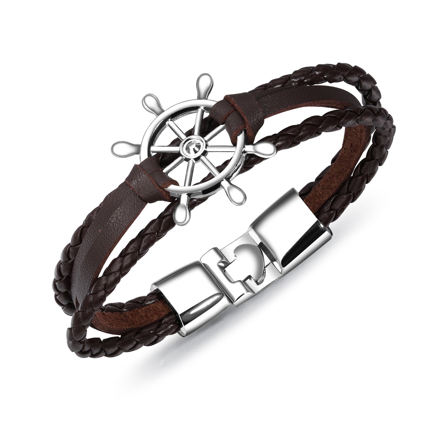Men's Leather & Zinc Alloy Charm Bracelet - Perfect Gift for Him (Husband/Dad/Son)