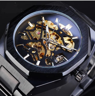 Men's Automatic Skeleton Mechanical Watch - Stainless Steel Case, Self-Winding