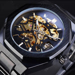 Men's Automatic Skeleton Mechanical Watch - Stainless Steel Case, Self-Winding
