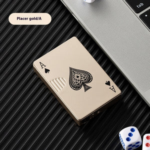Poker Card Metal Windproof Lighter | Creative Zinc Alloy Keychain | Refillable Straight Flame Cigarette Lighter Gift