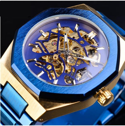 Men's Automatic Skeleton Mechanical Watch - Stainless Steel Case, Self-Winding