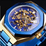 Men's Automatic Skeleton Mechanical Watch - Stainless Steel Case, Self-Winding