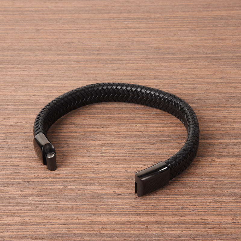 Classic Men's Leather Bracelet - Durable & Stylish Band for Everyday Wear