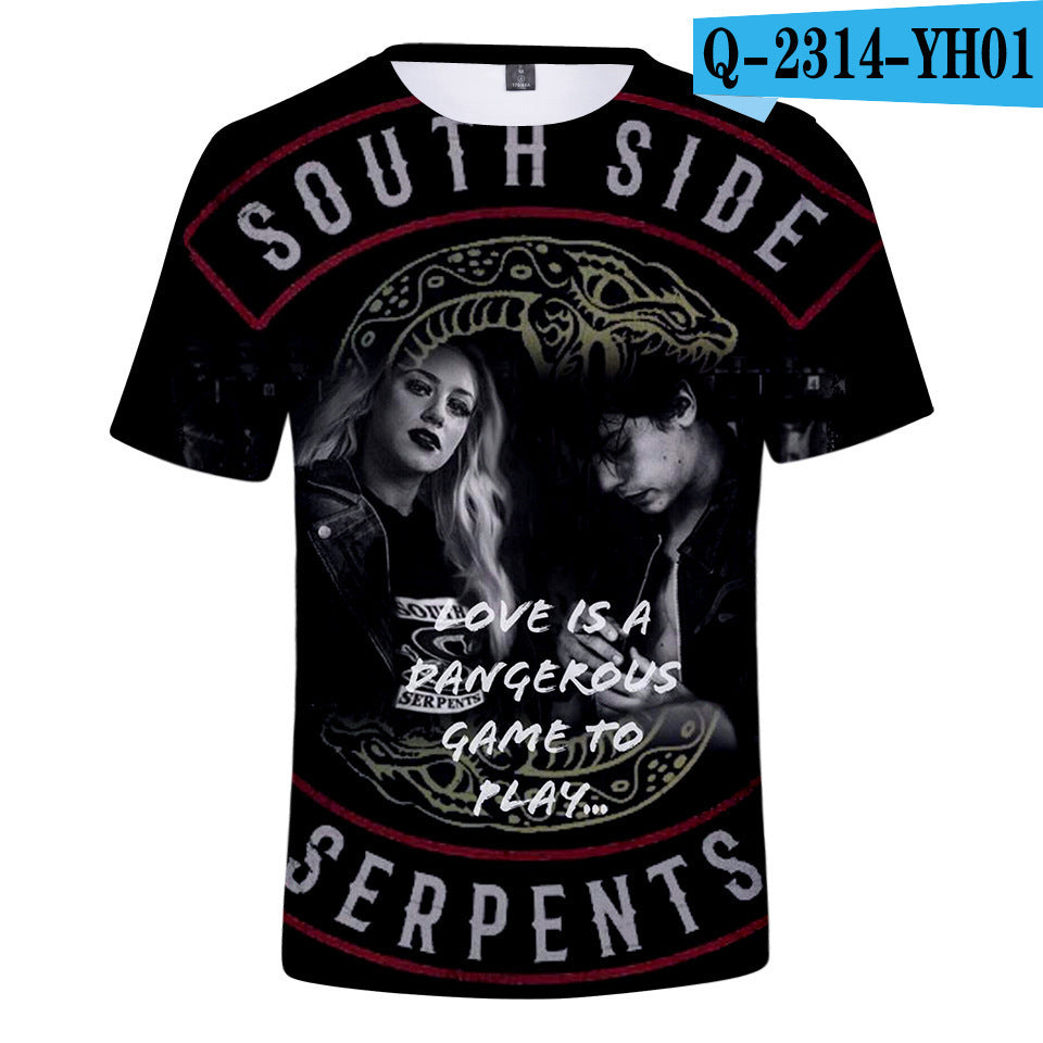 Riverdale 3D Print T-Shirt Unisex Polyester Graphic Tee Casual Streetwear Top