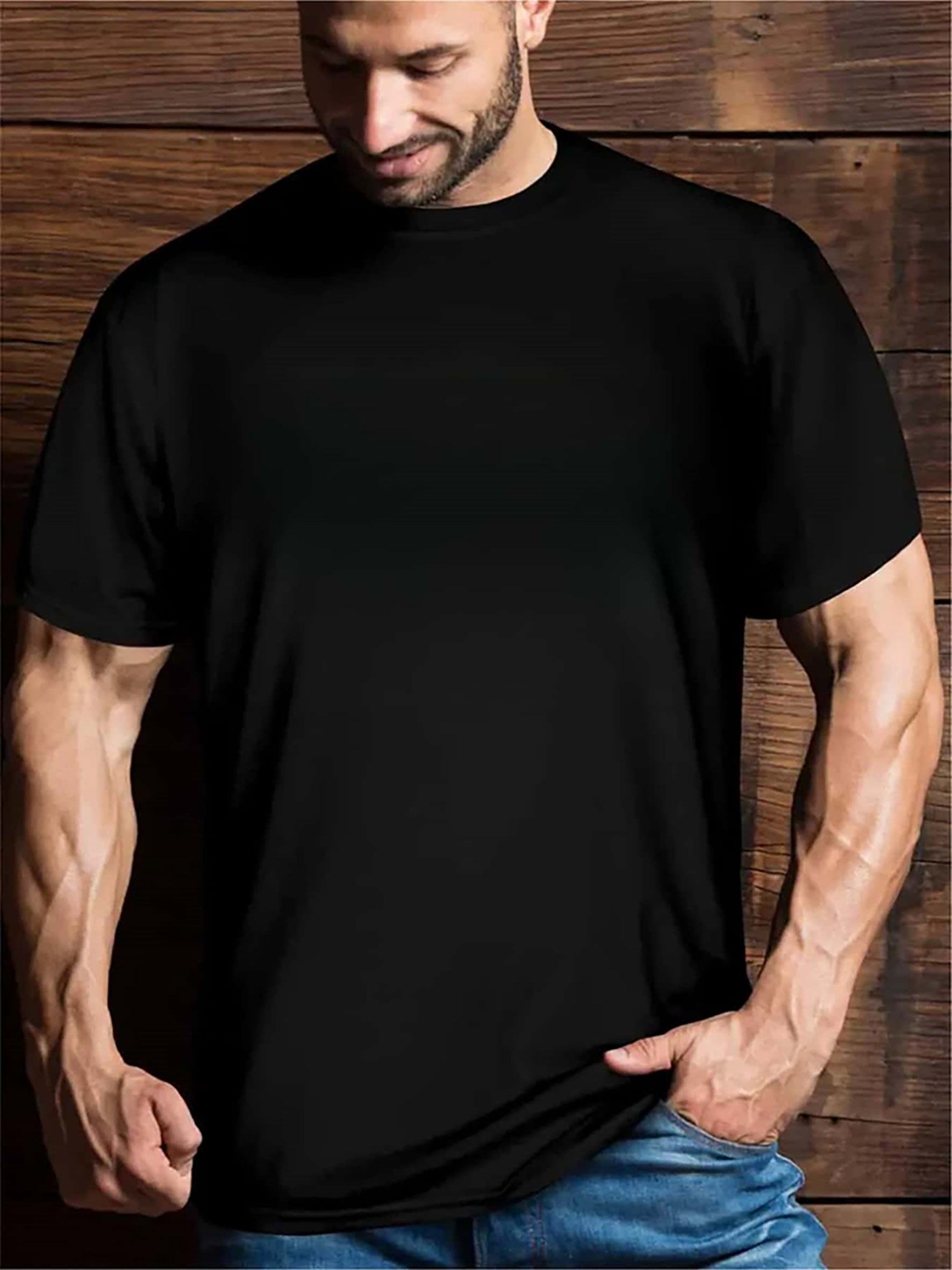 Men’s Plus-Size T-Shirts Casual Stretch Tees for Big & Tall Men Soft Breathable Everyday Wear Tops
