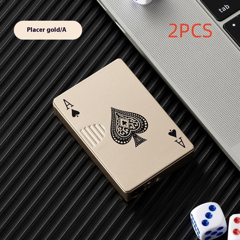 Poker Card Metal Windproof Lighter | Creative Zinc Alloy Keychain | Refillable Straight Flame Cigarette Lighter Gift