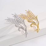 Elegant Wheat Style Brooch for Women Gold & Silver Plated Flower Pin Niche Fashion Accessory
