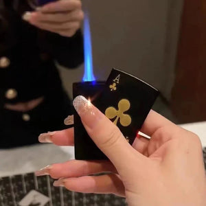 Poker Card Metal Windproof Lighter | Creative Zinc Alloy Keychain | Refillable Straight Flame Cigarette Lighter Gift