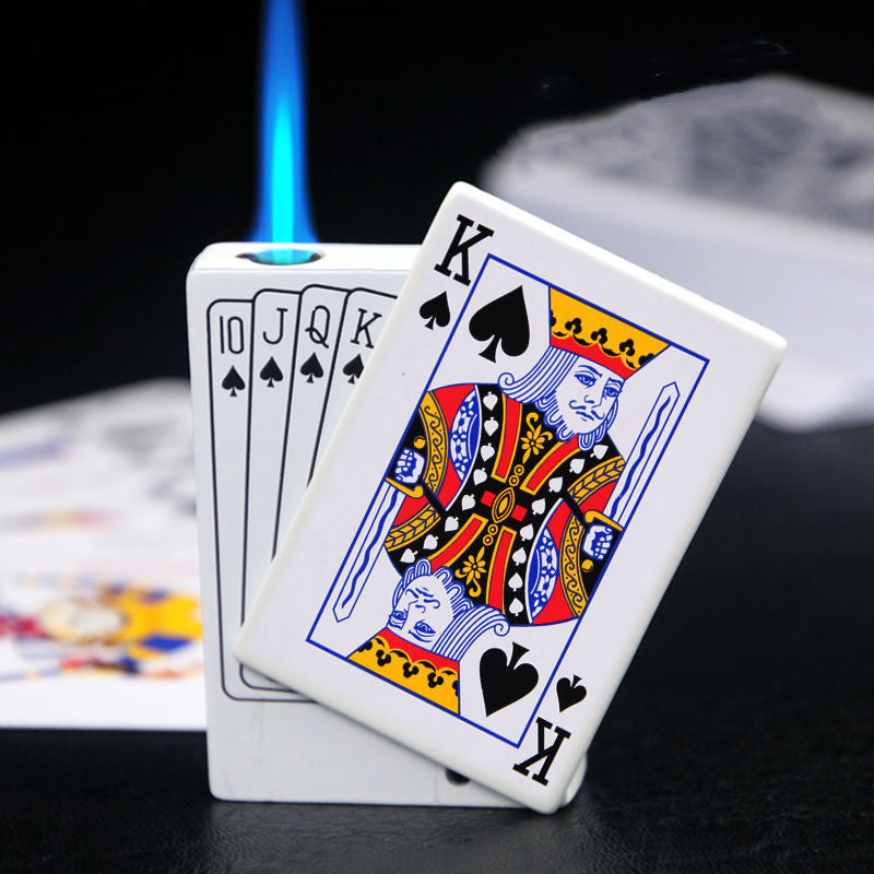 Poker Card Metal Windproof Lighter | Creative Zinc Alloy Keychain | Refillable Straight Flame Cigarette Lighter Gift