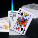 Poker Card Metal Windproof Lighter | Creative Zinc Alloy Keychain | Refillable Straight Flame Cigarette Lighter Gift
