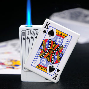 Poker Card Metal Windproof Lighter | Creative Zinc Alloy Keychain | Refillable Straight Flame Cigarette Lighter Gift