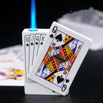 Poker Card Metal Windproof Lighter | Creative Zinc Alloy Keychain | Refillable Straight Flame Cigarette Lighter Gift