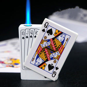 Poker Card Metal Windproof Lighter | Creative Zinc Alloy Keychain | Refillable Straight Flame Cigarette Lighter Gift