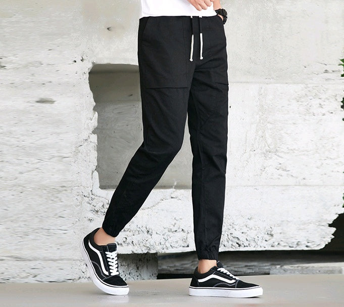 Men’s Harlan Overalls – Cotton Casual Nine-Length Pants with Belt, Stylish Autumn Cone Trousers