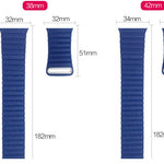 Genuine Leather Apple Watch Strap (38mm/42mm) - White, Black, Blue, Red Band