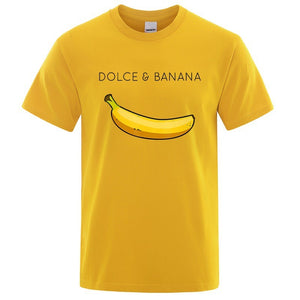Dolce Banana Fashion Print Men’s T-Shirt – Trendy Short Sleeve Polyester Tee for Casual Streetwear