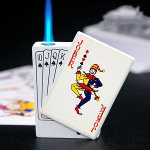Poker Card Metal Windproof Lighter | Creative Zinc Alloy Keychain | Refillable Straight Flame Cigarette Lighter Gift