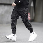 Ribbons Harem Joggers Men – Cargo Streetwear Pants, Hip Hop Cotton Track Pants with Pockets