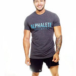 Men’s Short-Sleeve Cotton T-Shirt Letter Print Fitness Top Casual Sport Style Round Neck Tee