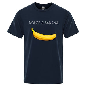 Dolce Banana Fashion Print Men’s T-Shirt – Trendy Short Sleeve Polyester Tee for Casual Streetwear